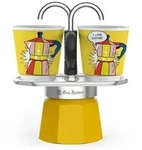 Bialetti Espressokocher Set Mini Express Lichtenstein + 2 Espressobecher