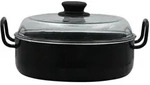 Riess Oma`s Schmorpfanne mit Glasdeckel &Oslash;24cm Backform Schwarz Emaille