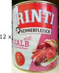 Rinti 2200026145404, RINTI Kennerfleisch Dose Hundenassfutter 12 x 800 Gramm Kalb,