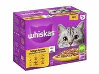 Whiskas 1+ Geflügel Auswahl in Gelee 12 x 85 Gramm Multipack Katzennassfutter