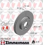 ZIMMERMANN Bremsscheibe 250136020 Vorderachse bel&uuml;ftet 300mm 28mm f&uuml;r Ford Volvo