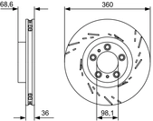BOSCH Bremsscheibe 0986479d23 bel&uuml;ftet 360mm 36mm f&uuml;r Porsche