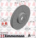 ZIMMERMANN Bremsscheibe 150295552 Vorderachse rechts Gelocht 374mm 36mm f&uuml;r BMW