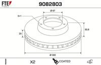 FTE Bremsscheibe 9082803 Hinterachse bel&uuml;ftet 300mm 20mm f&uuml;r ZINORO BMW MINI