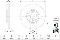BOSCH Bremsscheibe 0 986 479 G33 bel&uuml;ftet 350mm 32mm f&uuml;r JAGUAR LAND ROVER