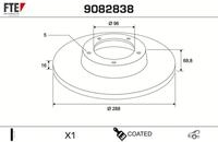 FTE Bremsscheibe 9082838 Hinterachse voll 288mm 16mm f&uuml;r Ford