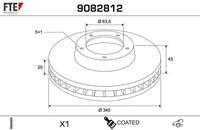 FTE Bremsscheibe 9082812 Hinterachse bel&uuml;ftet 340mm 20mm f&uuml;r Volvo ASIA