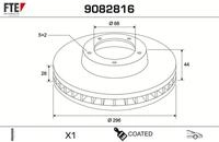 FTE Bremsscheibe 9082816 Vorderachse bel&uuml;ftet 296mm 26mm f&uuml;r Mercedes ALPINE