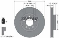 TEXTAR Bremsscheibe PRO 92267903 283mm 26mm f&uuml;r Peugeot