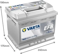VARTA 560500064k262, VARTA Starterbatterie 560500064k262 12V 68Ah 640A f&uuml;r Ford Opel