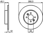 BOSCH Bremsscheibe 0986479195 voll 280mm 12mm f&uuml;r RENAULT