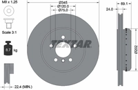TEXTAR Bremsscheibe 92253925 zweiteilig 345mm 24mm f&uuml;r BMW