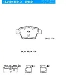 ATE Bremsbelagsatz, Scheibenbremse 13046038512 f&uuml;r Peugeot