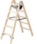 G&uuml;nzburger Steigtechnik Stufen-Stehleiter Holz beidseitig begehbar 2x5 Stufen