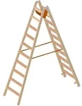 Layher Holzstehleiter mit 80mm breiten Stufen, beidseitig begehbar 10 Stufen /
