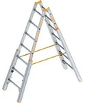 Layher Treppenstehleiter TOPIC 7 Sprossen, Aluminiumleiter klappbar mit