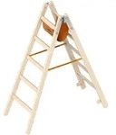 Layher Holzstehleiter 5 Sprossen aus stabilem Holz mit 2x5 Sprossen; beidseitig