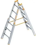 Layher Treppenstehleiter TOPIC 6 Sprossen, Aluminiumleiter klappbar mit