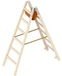 Layher Holzstehleiter 6 Sprossen aus stabilem Holz mit 2x6 Sprossen; beidseitig