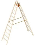 Layher Holzstehleiter 12 Sprossen aus stabilem Holz mit 2x12 Sprossen; beidseitig