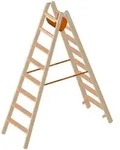 Layher Holzstehleiter mit 80mm breiten Stufen, beidseitig begehbar 8 Stufen /...