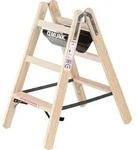 G&uuml;nzburger Steigtechnik Stufen-Stehleiter Holz beidseitig begehbar 2x3 Stufen