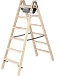 G&uuml;nzburger Steigtechnik Stufen-Stehleiter Holz beidseitig begehbar 2x6 Stufen