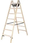 G&uuml;nzburger Steigtechnik Stufen-Stehleiter Holz beidseitig begehbar 2x7 Stufen