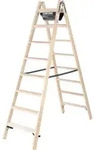 G&uuml;nzburger Steigtechnik Stufen-Stehleiter Holz beidseitig begehbar 2x8 Stufen
