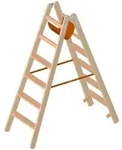 Layher Holzstehleiter mit 80mm breiten Stufen, beidseitig begehbar 6 Stufen /...