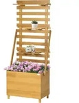 Outsunny Hochbeet mit Rankgitter und 3 Ablagen, Pflanzkasten mit Blumenkasten f&uuml;r