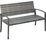 Outsunny Gartenbank Rattanoptik Parkbank mit Stahlrahmen f&uuml;r 2 Personen Balkonbank