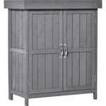 Outsunny Gartenschrank Wetterfester Ger&auml;teschrank aus Tannenholz, Doppelt&uuml;r, 2