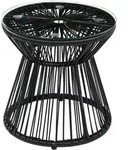 Outsunny Gartentisch rund mit Hohltrommel-Design, Bistrotisch mit Glastischplatte,