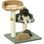 PawHut Kratzbaum, leicht zu bewegen, 52 cm Katzenkratzbaum mit 2 Ebenen, Spielball,