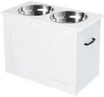 PawHut Hunde Fressnapf mit Stauraum 2 Edelstahln&auml;pfe Futterstation 60x30x41cm...