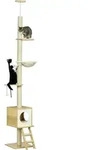 PawHut Kratzbaum deckenhoch 240-260 cm mit Katzenhaus und H&auml;ngematte in Hellbraun