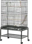 PawHut Vogelk&auml;fig auf Rollen mit 4 Futtern&auml;pfen und 3 Sitzstangen 79 x 49 x 133 cm