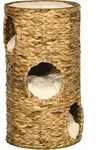 PawHut Kratztonne Katzenturm 73cm 3-Ebenen mit Kissen aus Wasserhyazinthe und Stahl,