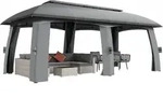 Outsunny Gartenpavillon 3 x 6 m Partyzelt mit Doppeldach & Seitenw&auml;nden,