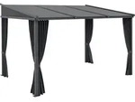 Outsunny Pergola 3,65 x 2,55 m Pavillon mit Schiebedach und Vorh&auml;ngen,