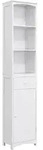 HOMCOM Badezimmerschrank Hochschrank Badregal 34x24x170cm, MDF in Wei&szlig;,...