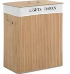 HOMCOM W&auml;schekorb 100L W&auml;schebox mit Deckel, Segeltuchsack aus Bambus, Natur,