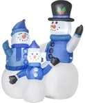 HOMCOM Selbstaufblasbarer Schneemann Familie mit LED Gebl&auml;se 120 cm, winterliche