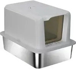 PawHut Katzenklo, Katzentoilette mit Deckel, Wanne aus Edelstahl, eingebauter