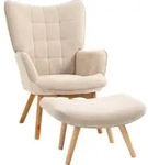HOMCOM Ohrensessel mit Hocker Relaxsessel Polstersessel Cord-Optik Loungesessel