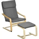 HOMCOM Relaxsessel mit Fu&szlig;hocker Ohrensessel grau mit Armlehne und Leinenbezug...