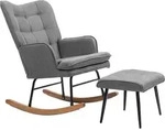 HOMCOM Schaukelstuhl mit Hocker bis 130 kg belastbar Schwingsessel Relaxsessel mit