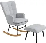 HOMCOM Schaukelstuhl Schwingsessel mit Hocker, Armlehnsessel, Relaxsessel mit