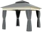 Outsunny Pavillon mit Doppeldach, 3x3 m Wasserabweisend Stabil Winterfest